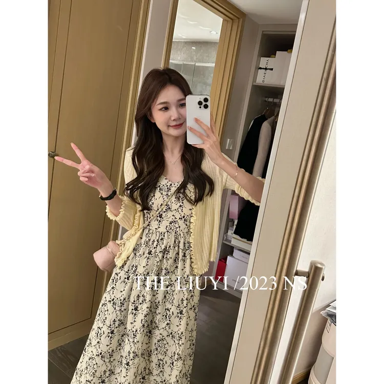 夏至未至~夏季显瘦温柔仙女裙碎花法式气质复古无袖吊带连衣裙