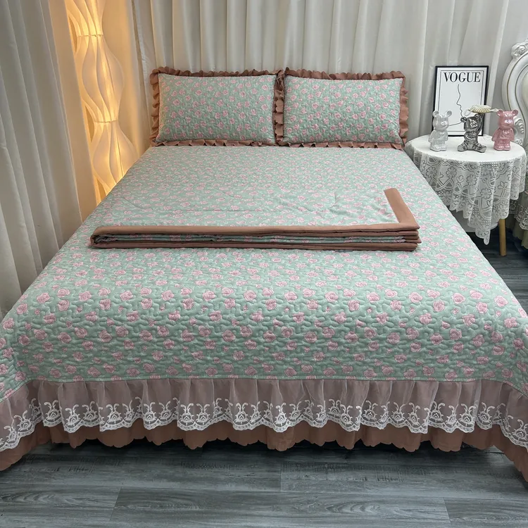 床盖夏凉被三件套四件套双面防滑绗缝榻榻米亲肤床盖夏被四件套