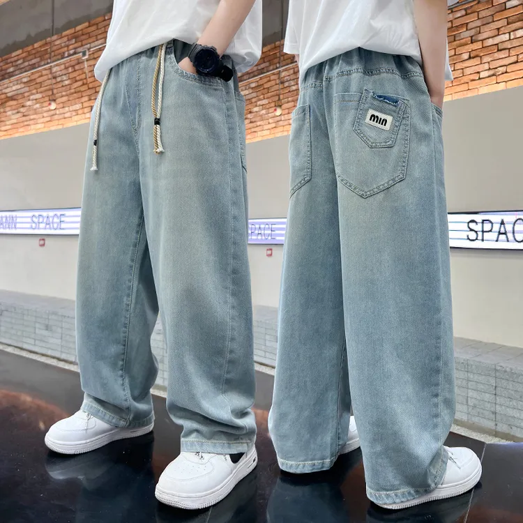 男童直筒牛仔裤夏季薄款2025中大童休闲长裤宽松儿童裤子防蚊洋气