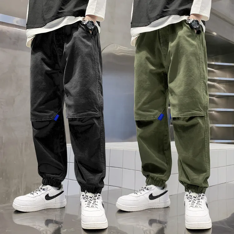 男童休闲裤子秋冬加绒2025中大童束脚裤棉布儿童春季洋气弹力长裤