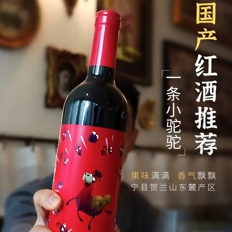 国产干红 一条小驼驼精品餐酒 中国宁夏贺兰山东麓葡萄酒果香爆赞