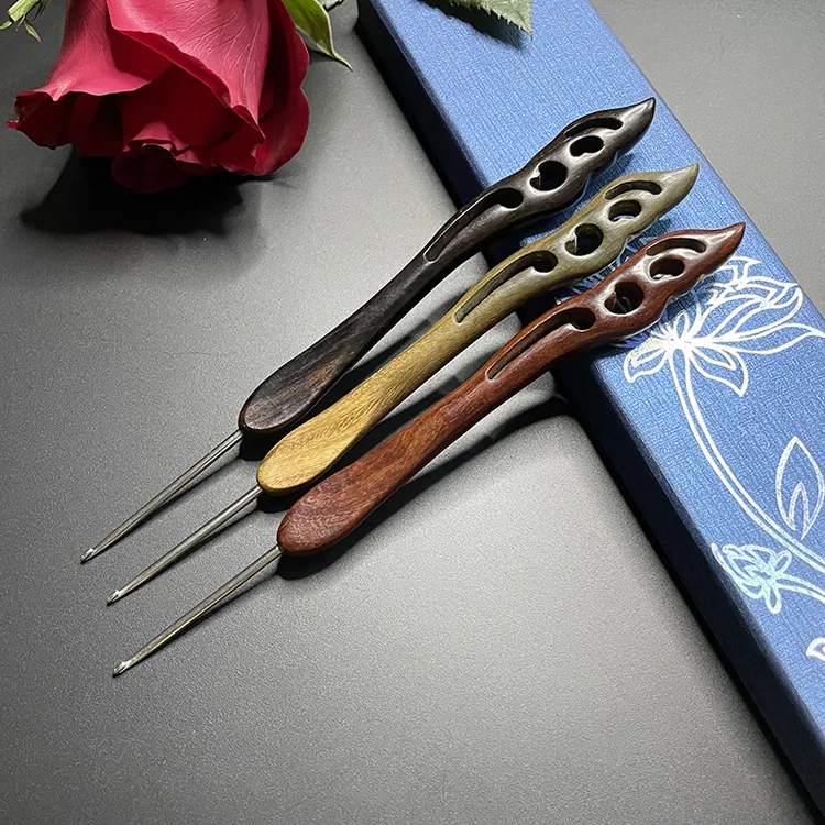 范士檀木手柄钩针精磨高端毛线diy手工编织鞋子玩偶防滑工具套装