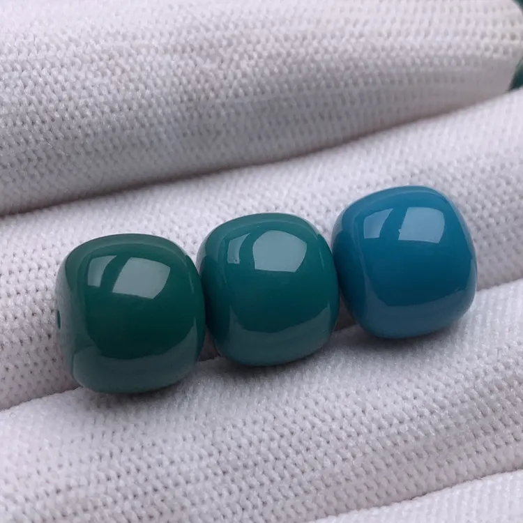 精品高瓷玉化老型12mm百搭手工文玩配饰平替绿色蓝色