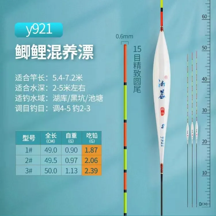 湘晨Y921鲤鲫鱼混养带壳羽毛浮漂垂钓手工精致传统