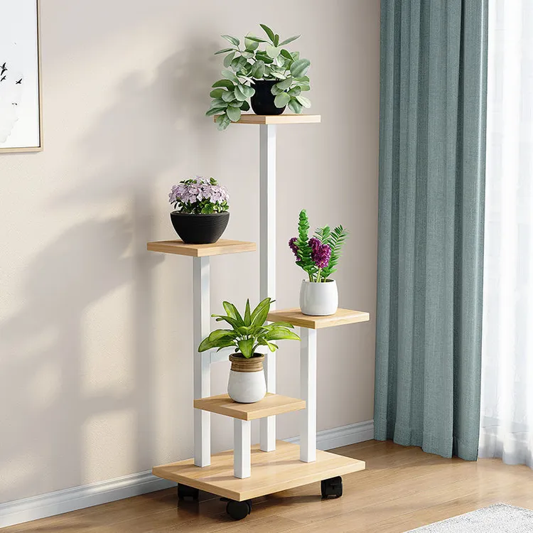 【滑轮款】阳台铁艺花架落地式花盆架多层客厅花架新款式整理置物架