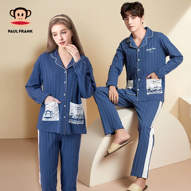 大嘴猴情侣睡衣纯棉秋冬款男士大码长袖女生可爱卡通家居服套装冬