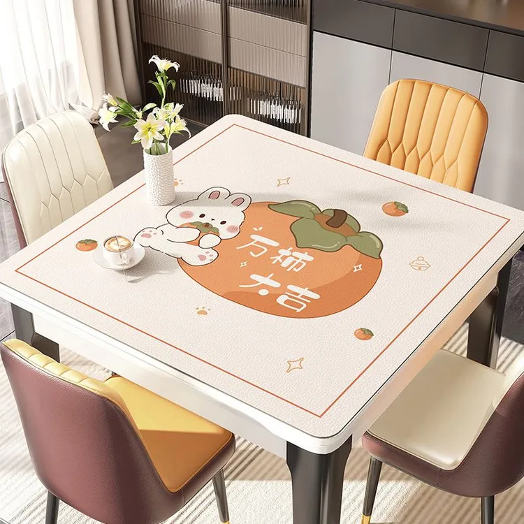 正方形桌垫防水防油防烫免洗皮革方桌餐桌桌布轻奢高级感茶几桌垫
