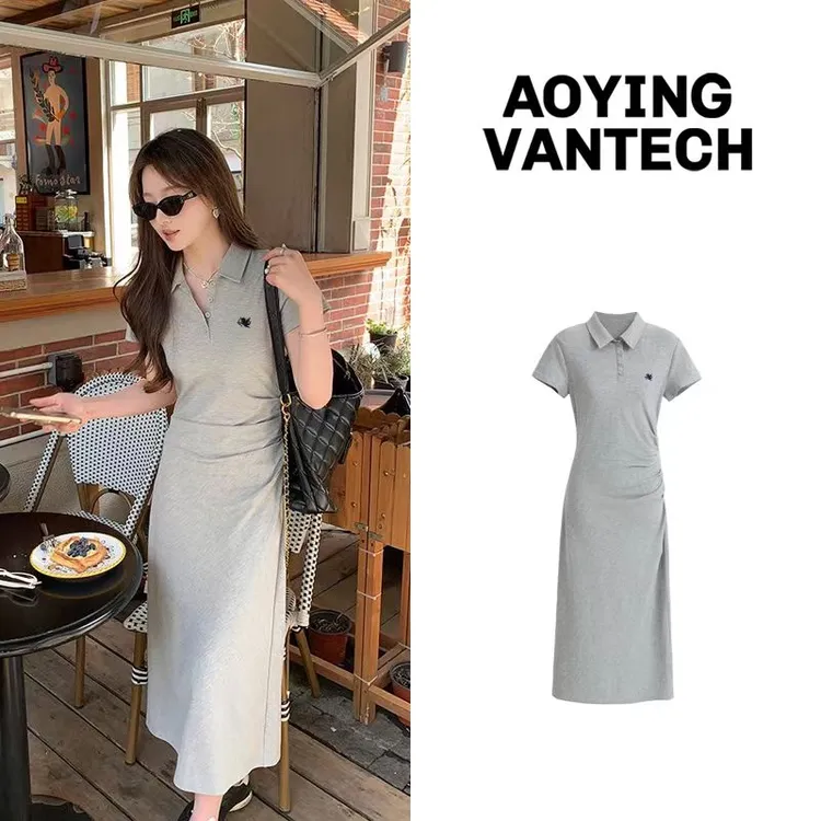 AOYING VANTECH澳莹万特【伦敦早课】通勤款休闲POLO抽褶显瘦连衣裙