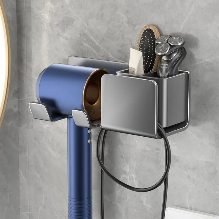 吹风机置物架免打孔卫生间收纳绕线电吹风挂架吹风筒支架浴室架子