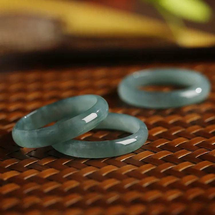 天然翡翠A货蓝水戒圈男女款素面翡翠戒指气质FC0053（多样性发货）