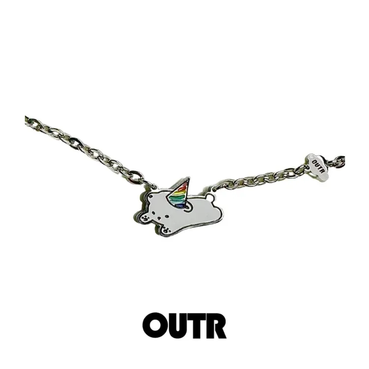 OUTR 钛钢项链 「小狗与骨头」情侣项链暗号高级小众品牌