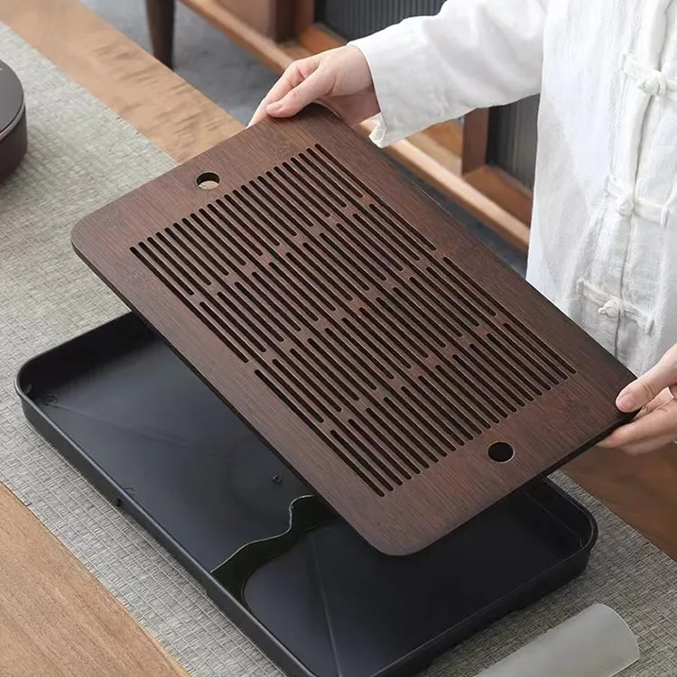 顾竹茶盘沥水长方形小型茶托盘简约便携家用茶具收纳盘茶台茶盘