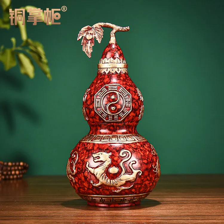 铜掌柜铜葫芦摆件四神兽葫芦开口开盖空心家居客厅玄关装饰工艺品