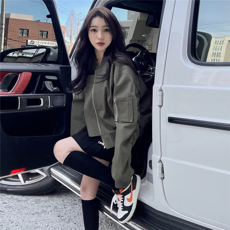 棒球服外套女韩系宽松2025早秋新款上衣短款夹克设计感小众外衣炸