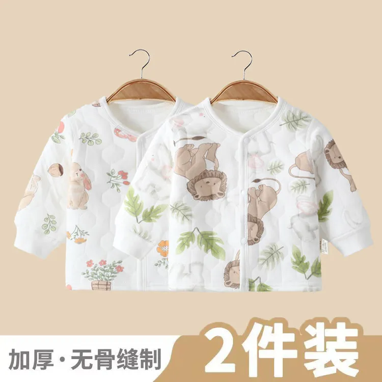 宝宝保暖上衣单件婴儿加厚开衫秋衣儿童加厚单件内衣春秋冬款外穿