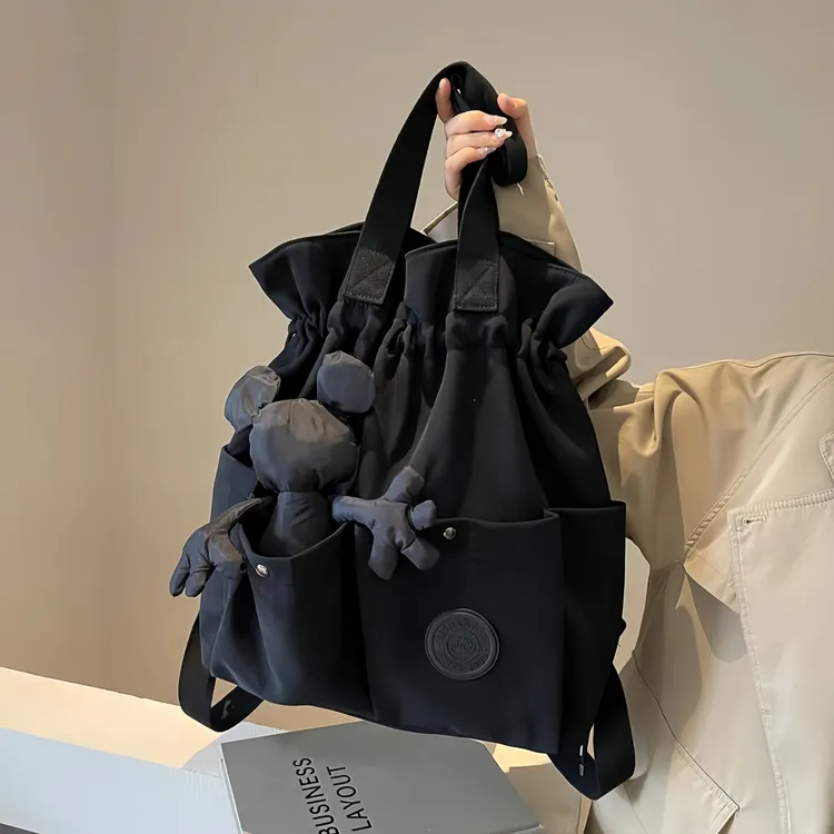 探屿时尚轻便双肩包女新款大容量短途旅行包大学生百搭手提袋单肩