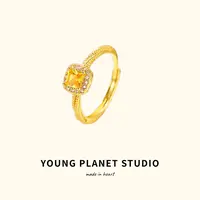 铜合金戒指 小方糖戒指轻奢时尚可调节简约爆闪经典气质莫桑戒