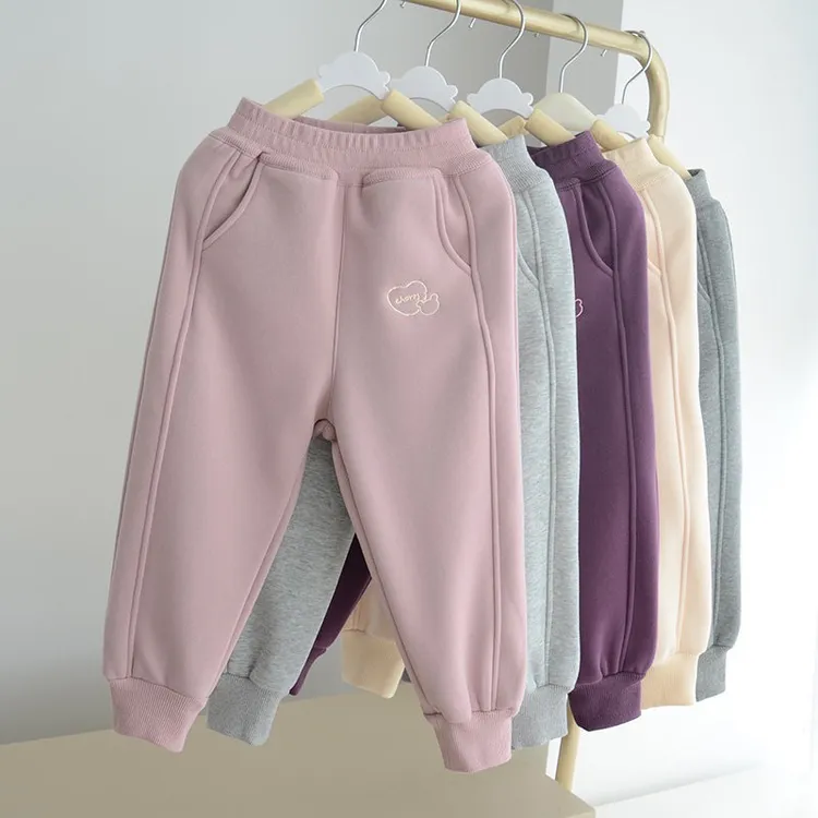 洋气童装2025秋冬儿童男女加绒加厚运动裤女宝宝中小童幼儿园卫裤