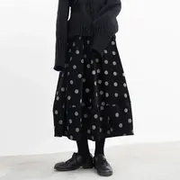 大码反潮复古灯芯绒半身裙女2025秋冬波点宽松显瘦中长花苞裙