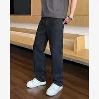 YIHAO STUDIO秋季男款百搭黑色牛仔裤直筒休闲宽松水洗潮流长裤