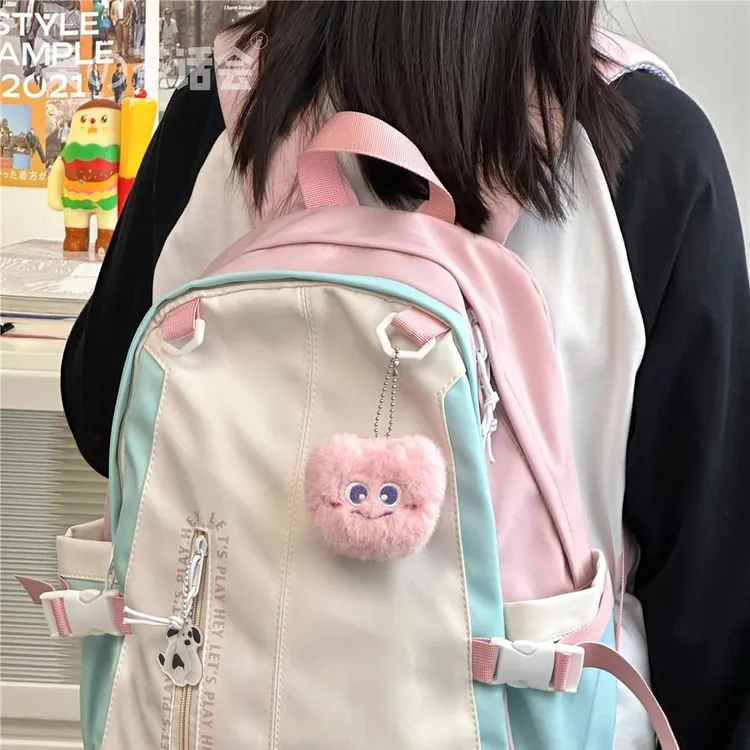 日系ins初中生高中学生书包女可爱少女百搭大容量双肩包上课背包