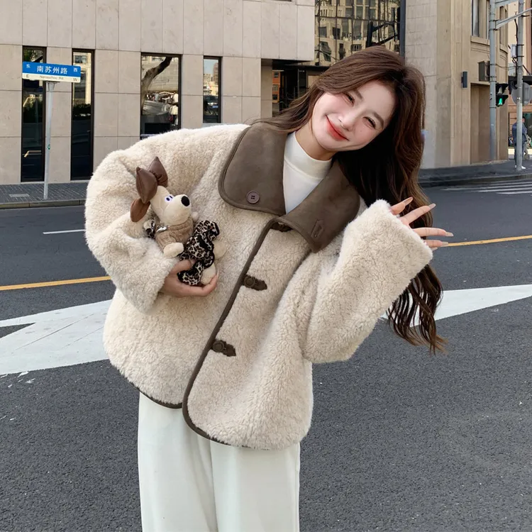 两面穿羊羔毛皮毛一体外套女2025冬季新款氛围感复古慵懒风厚棉衣
