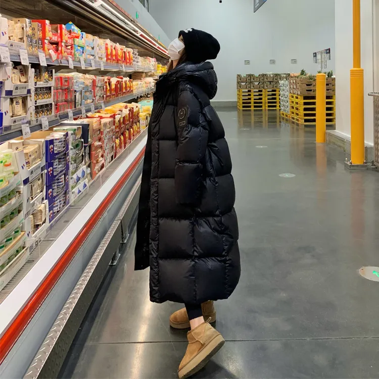 黑金保暖羽绒服女长款2025冬季新款高级感休闲韩系穿搭加厚面包服