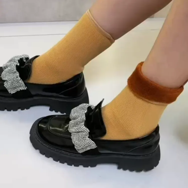 秋冬季加绒加厚保暖袜男女雪地袜女月子袜地板袜寒冬长辈松口袜