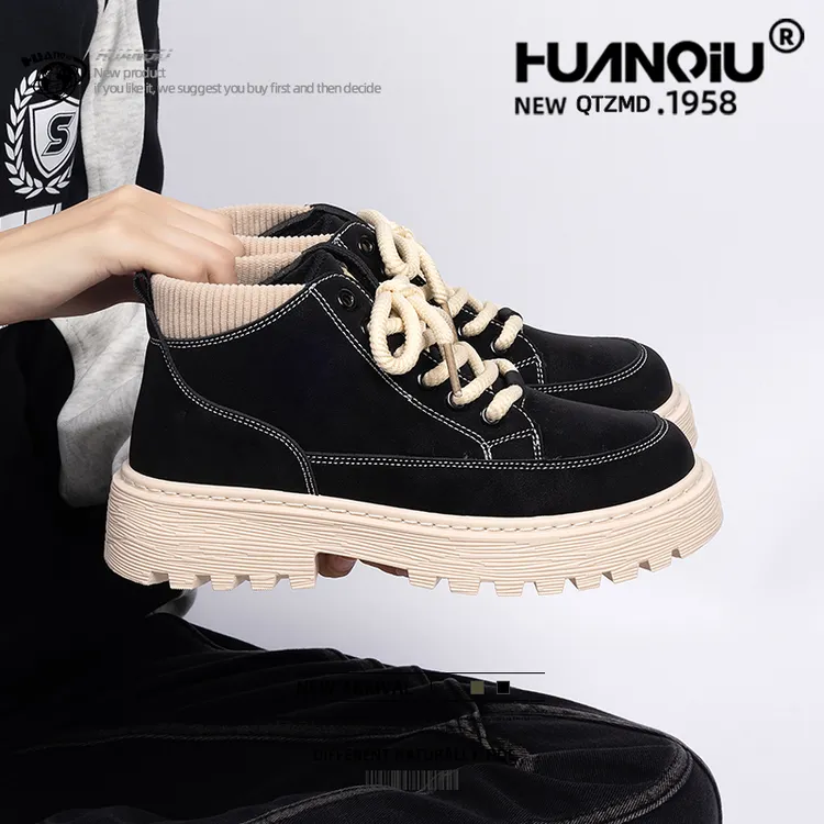 环球情侣爆款厚底黑色马丁靴女款2025秋冬女鞋加绒百搭英伦风短靴