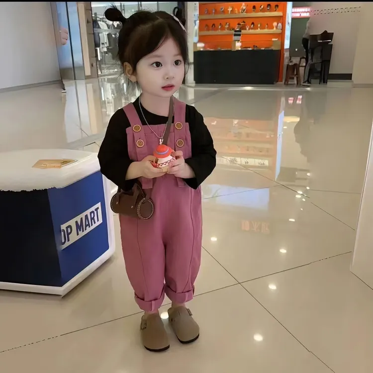 女童背带裤秋装裤子春秋季套装洋气童装2024新款小女孩衣服长裤