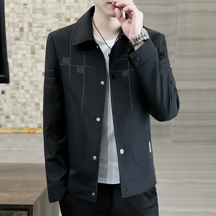 男士外套秋季商务工装外套爆款薄款2023新款茄克潮牌休闲褂子男装