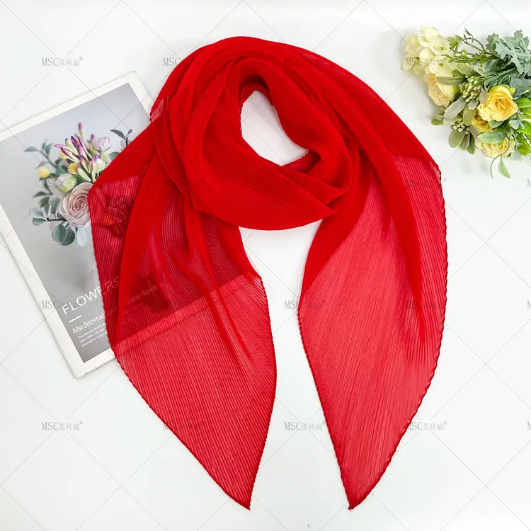 美丝宸正品彩虹糖果色小丝巾时尚新中式国潮风压皱包头巾围巾女