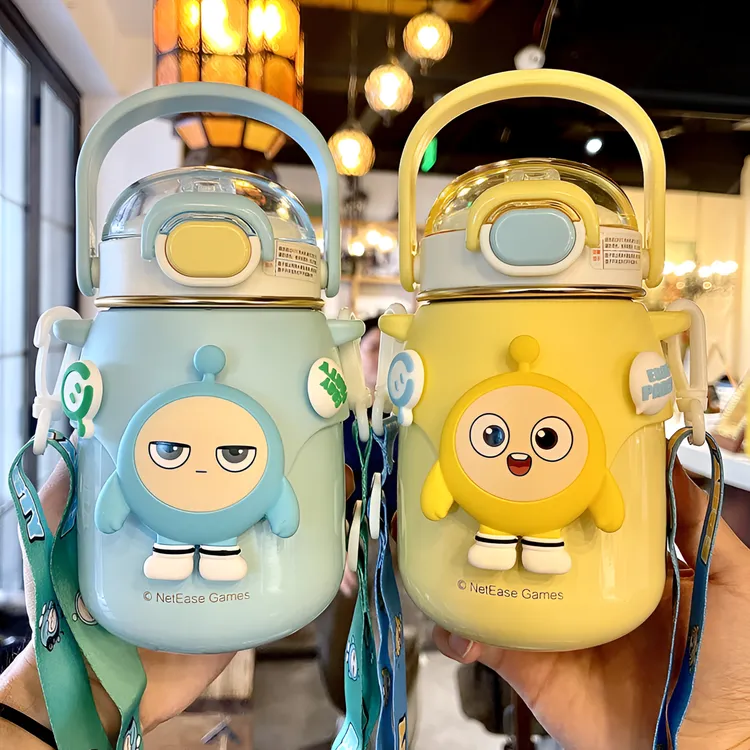 蛋仔派对儿童保温杯316不锈钢大容量水杯吸管杯子男孩学生上学用