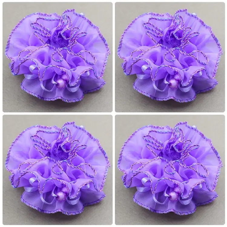 女童舞台表演出盘发圈不伤发花朵橡头绳小女孩扎头发头花舞蹈皮筋