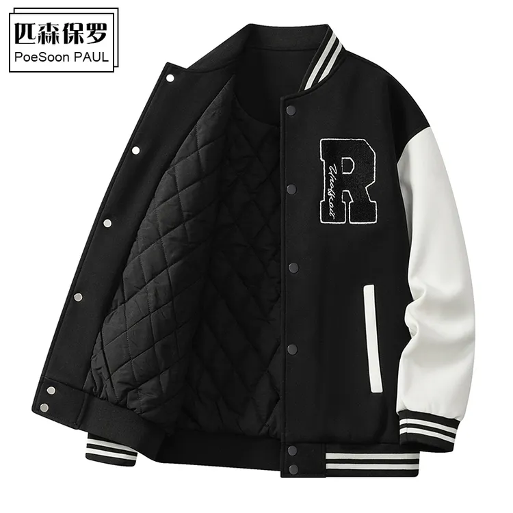 保罗美式刺绣字母棒球服男棉服春秋冬季街头夹棉加厚情侣棉衣外套