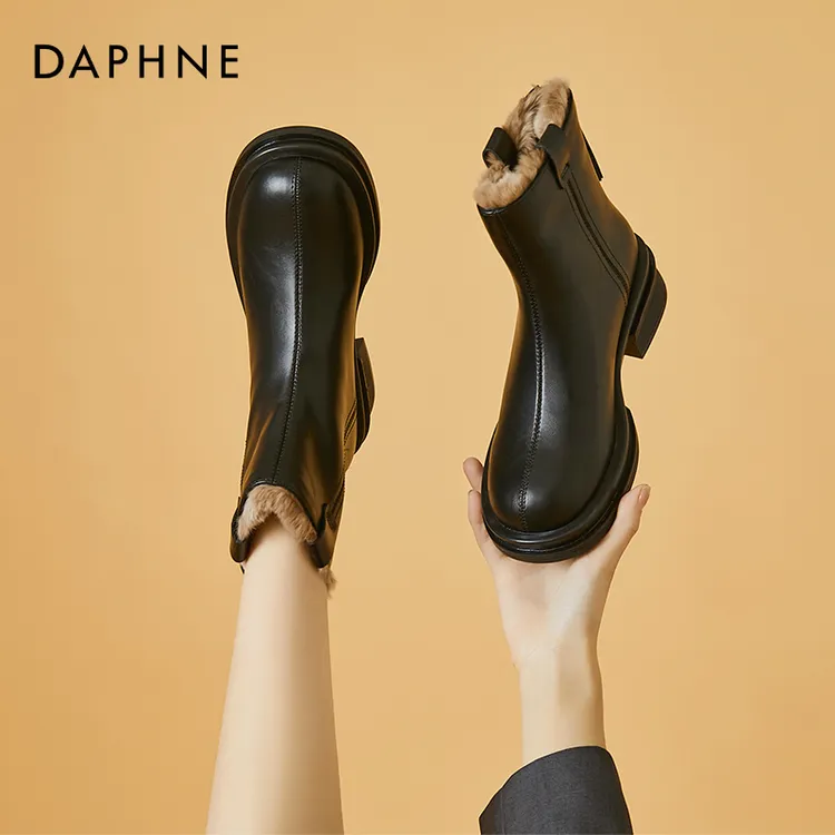 达芙妮春季单靴切尔西短靴女鞋皮鞋2025新款靴子雪地靴棉鞋马丁靴