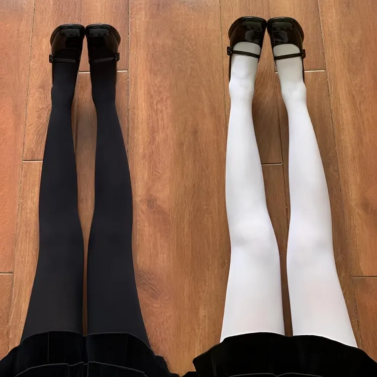 80/120D不加绒天鹅绒黑色春夏秋打底裤袜jk学院风白色丝袜日系