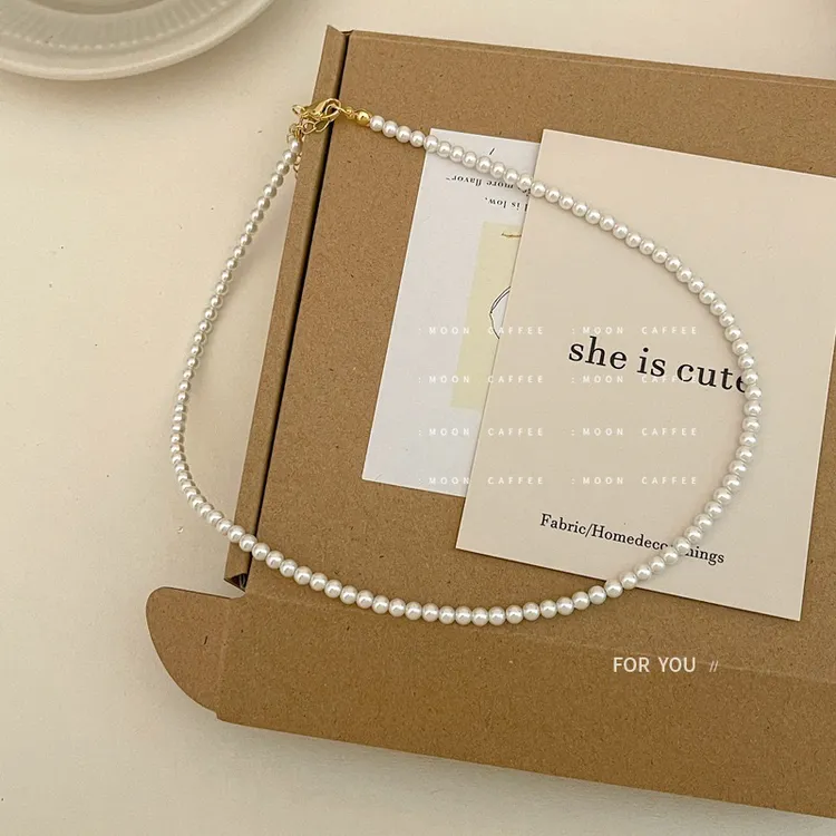 非金属玻璃项链 【欧尼专享】珍珠项链女小众设计感高级精致锁骨链