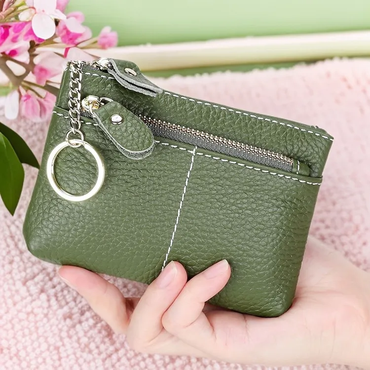 牛皮手拿零钱包女卡包钥匙硬币包迷你短款薄一体简约新款真皮小包