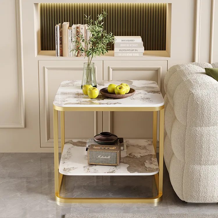 方形岩板沙发边几轻奢角几客厅高级感边柜现代简约小边桌床头柜