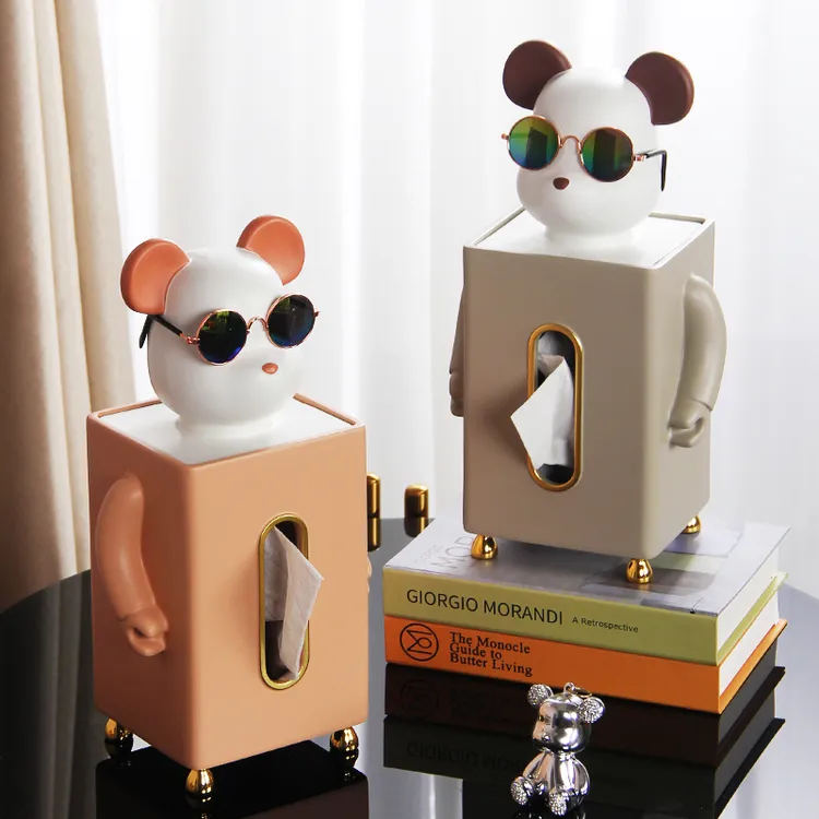 网红暴力熊创意纸巾盒设计感轻奢高档家用客厅茶几卧室抽纸盒摆件