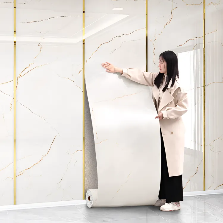 大理石墙纸自粘防水防潮电视背景墙高级感遮丑壁纸仿瓷砖墙壁贴纸