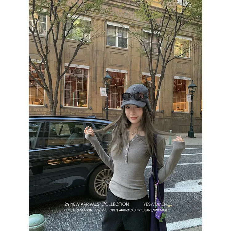 【年年妈专属】YESWOMEN  德绒亨利衫·保暖发热親肤磨毛针织 收腰紧身