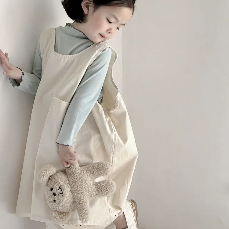 儿童2025早秋季新款时尚韩版女童背心连衣裙阔腿裤简约休闲三件套