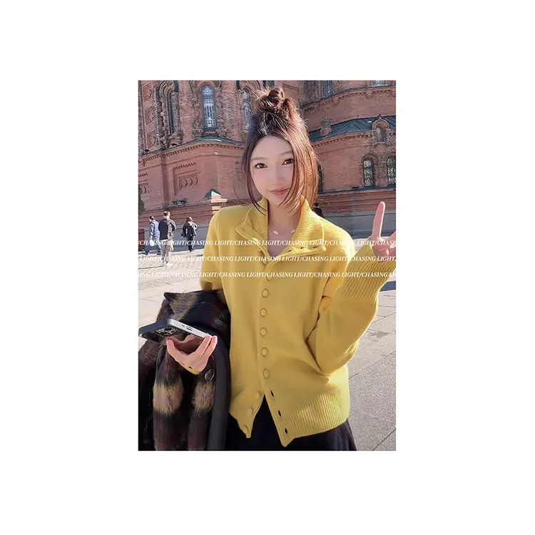 |冬日暖阳| 吸睛小立领羊毛毛衣 100羊毛 M1145