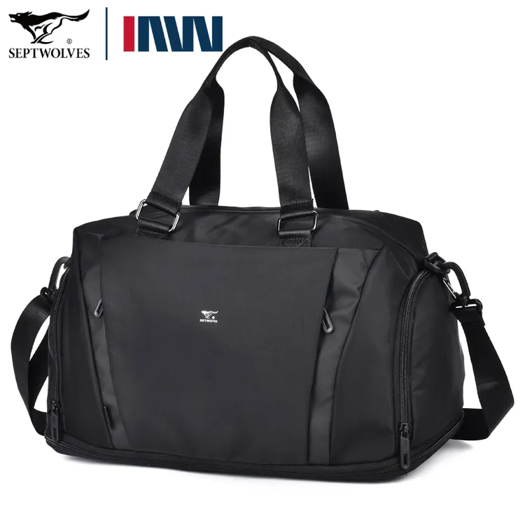 七匹狼短途出差便携包男士手提行李包女大容量运动健身包干湿分离