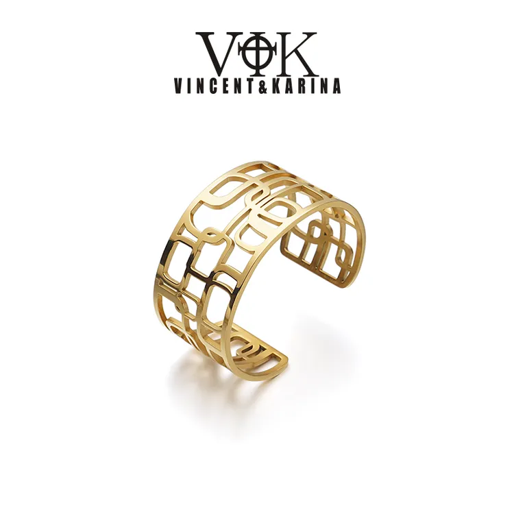 VINCENT&KARINA 钛钢手镯 【窗影】经典窗格纹手镯小众素款时尚开口