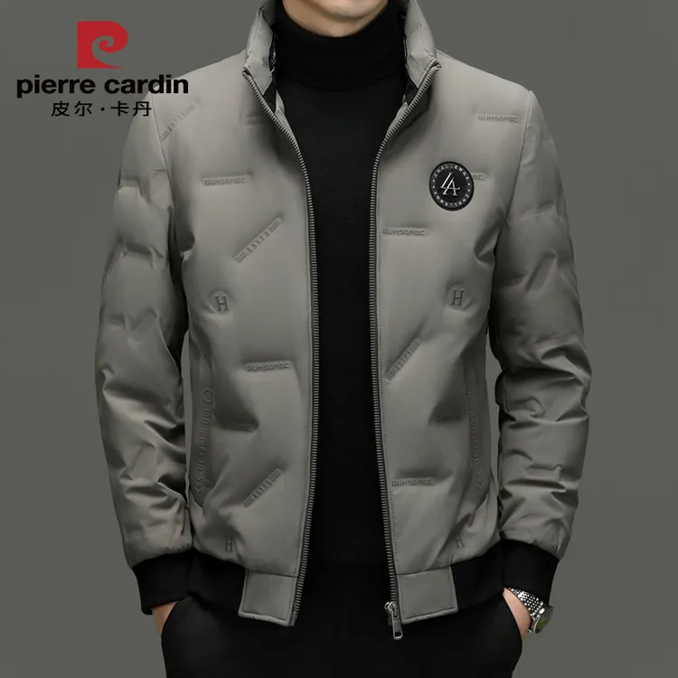 皮尔卡丹秋冬新款羽绒服中青年男士立领防寒休闲短款白鸭绒外套