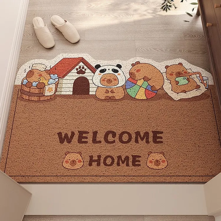 丝圈入户门地垫卡皮巴拉防滑防摔除尘耐磨玄关外脚垫进门大门口垫
