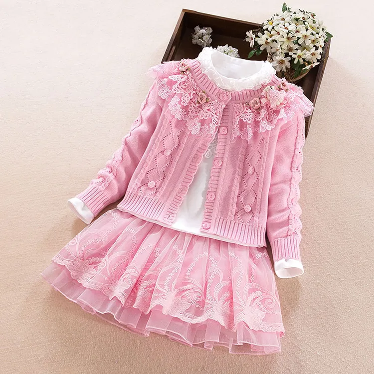女童2025新款套装春秋裙子公主洋气时髦儿童宝宝套裙三件套潮长袖